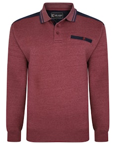 KAM Tipped Collar Polo Sweater Burgundy